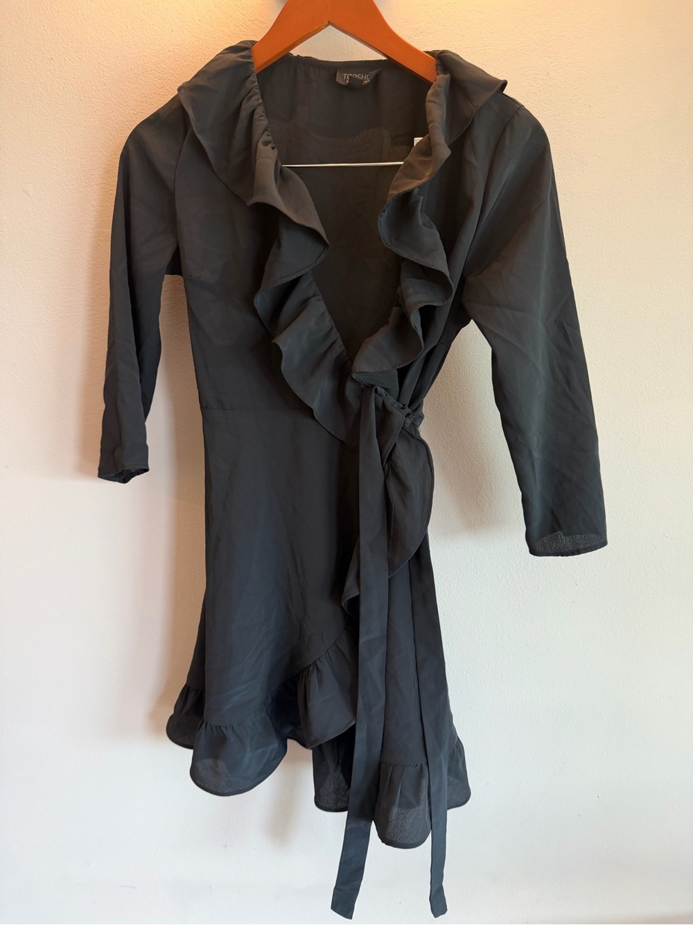 Topshop Black‎ Ruffle Wrap Dress